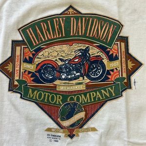 Vintage 1990 Harley Davidson Motor Company 3D Emblem Both Sides Tee Shirt Sz M